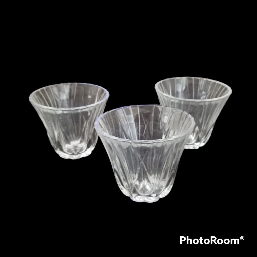 Vintage Trio (3) Cut Clear Crystal   Votive Candle Holders 4"